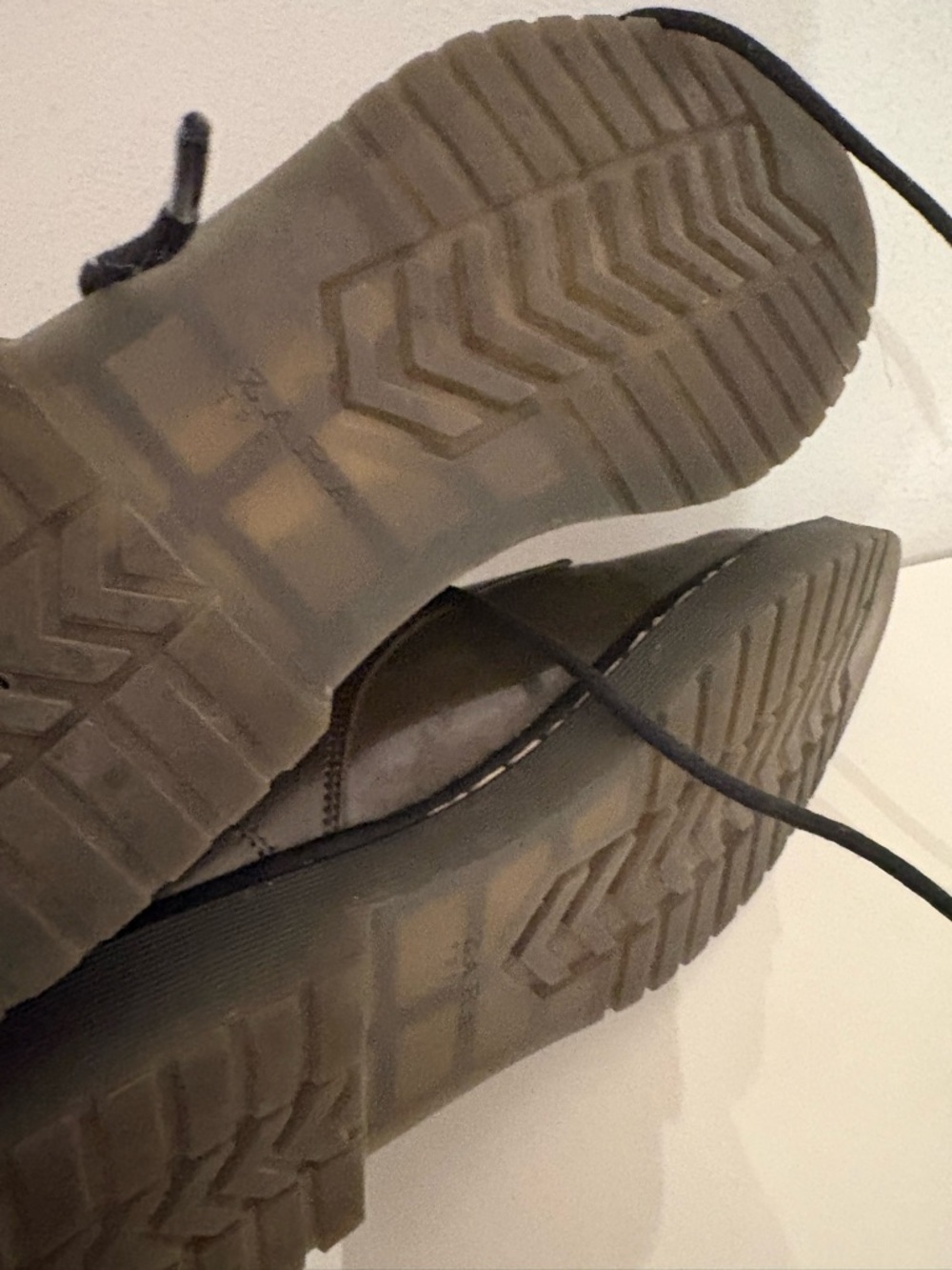 Zara Olive Green Lace-Up Ankle Boots - Picture 7 of 7